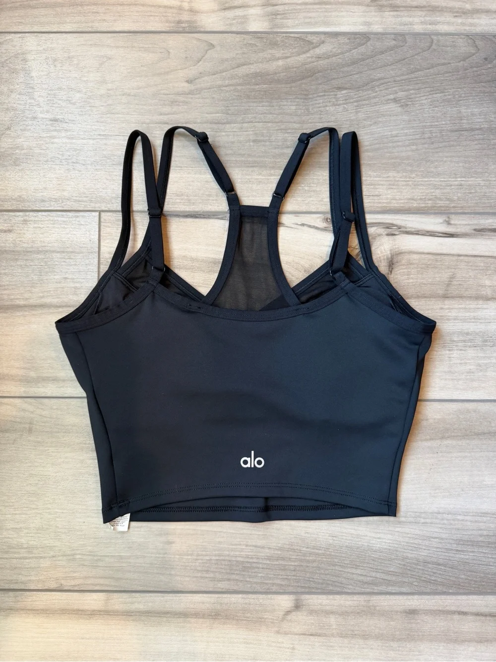 ALO Yoga Black Double-Strap Crop Tank